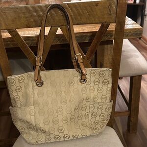 Michael Kors Beige Monogram Tote